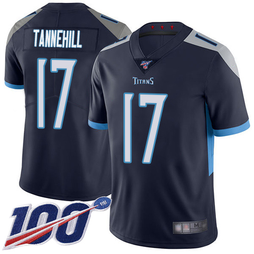Men's Tennessee Titans #17 Ryan Tannehill Navy 2019 100th Season Vapor Untouchable Limited Stitched NFL Jersey